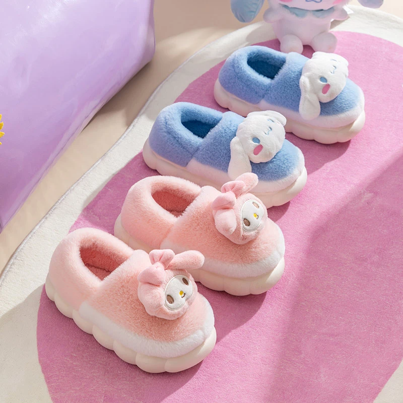 三丽鸥棉拖鞋女冬天包跟室内家居玉桂狗美乐蒂库洛米毛绒棉鞋女童
