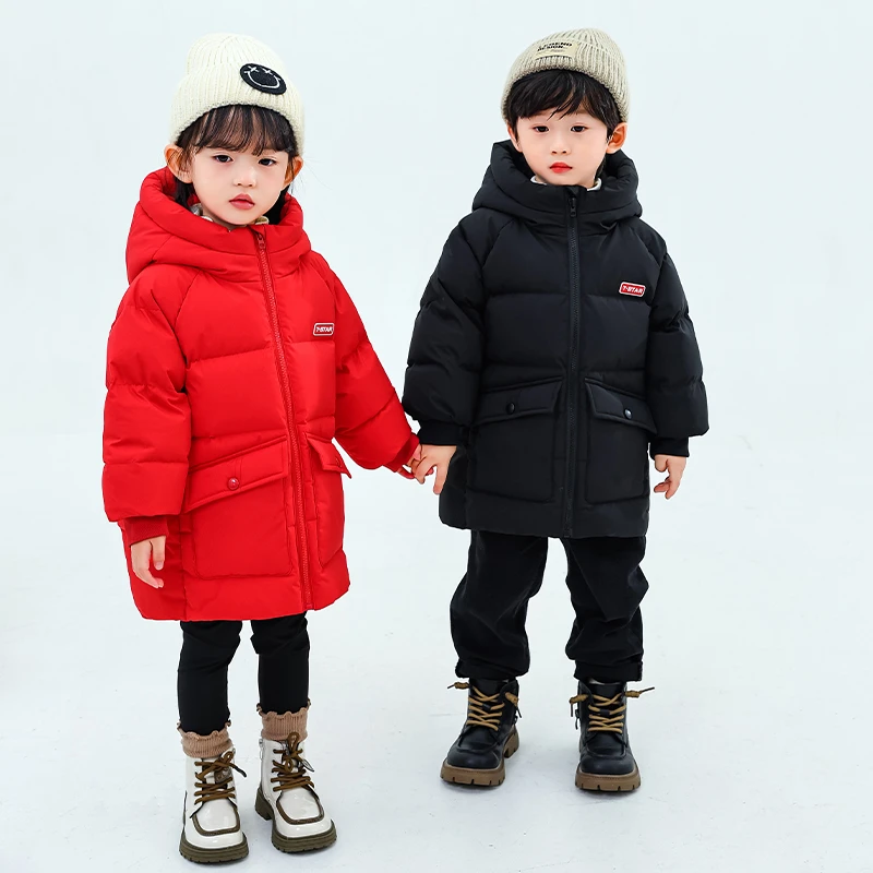 【现货➕清货】儿童羽绒服中长款冬季加厚男童女童外套宝宝小童冬装