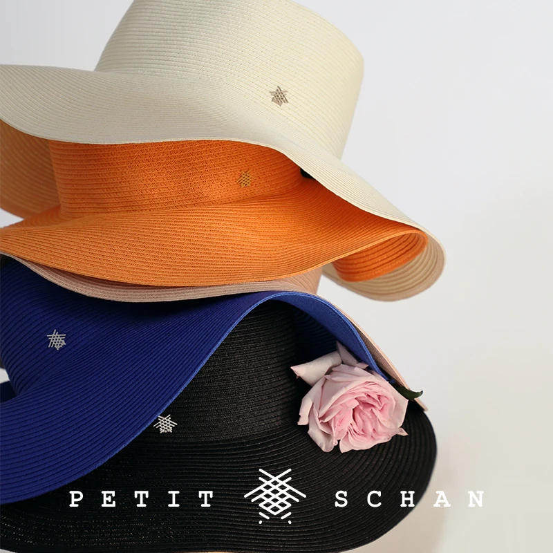 Petit Schan小闪 花的轮廓春夏可折叠大檐海边度假纸辫防晒遮阳帽