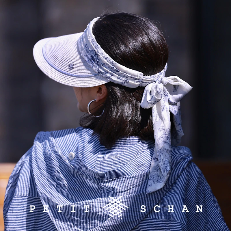 Petit Schan小闪 仲夏夜之梦 法式飘带印花大檐空顶帽