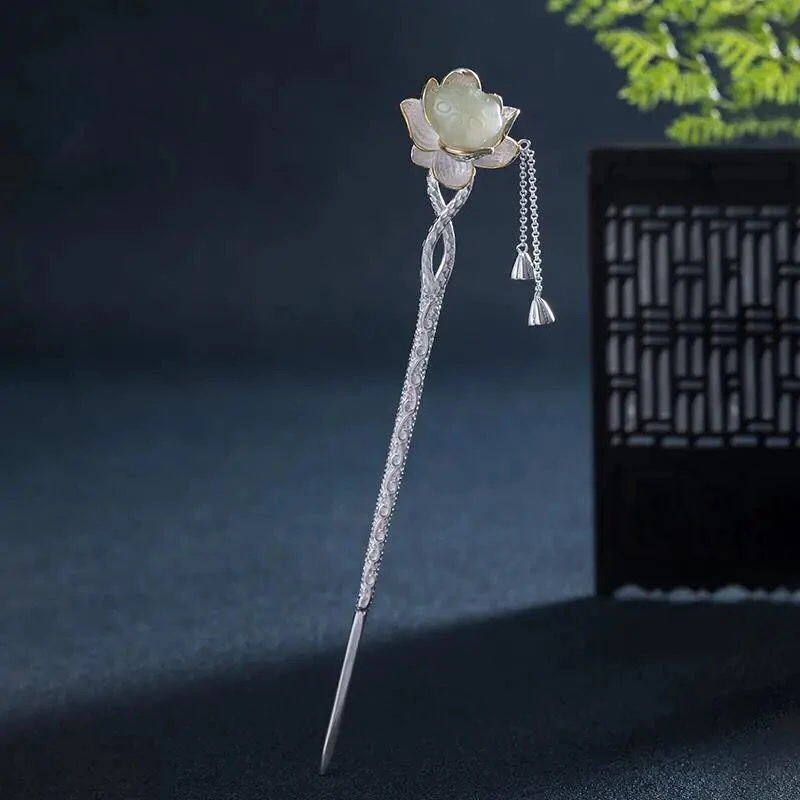 长相思小夭杨紫同款莲花发簪925纯银古风汉服头饰日常百搭盘发簪