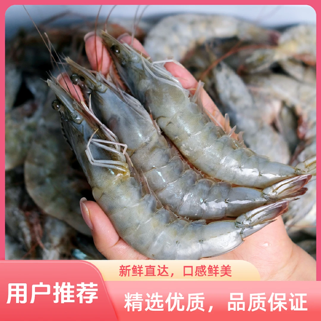 2030/3040海水大虾海虾厄瓜多尔白虾盐冻对虾海鲜鲜活速冻净3.3斤
