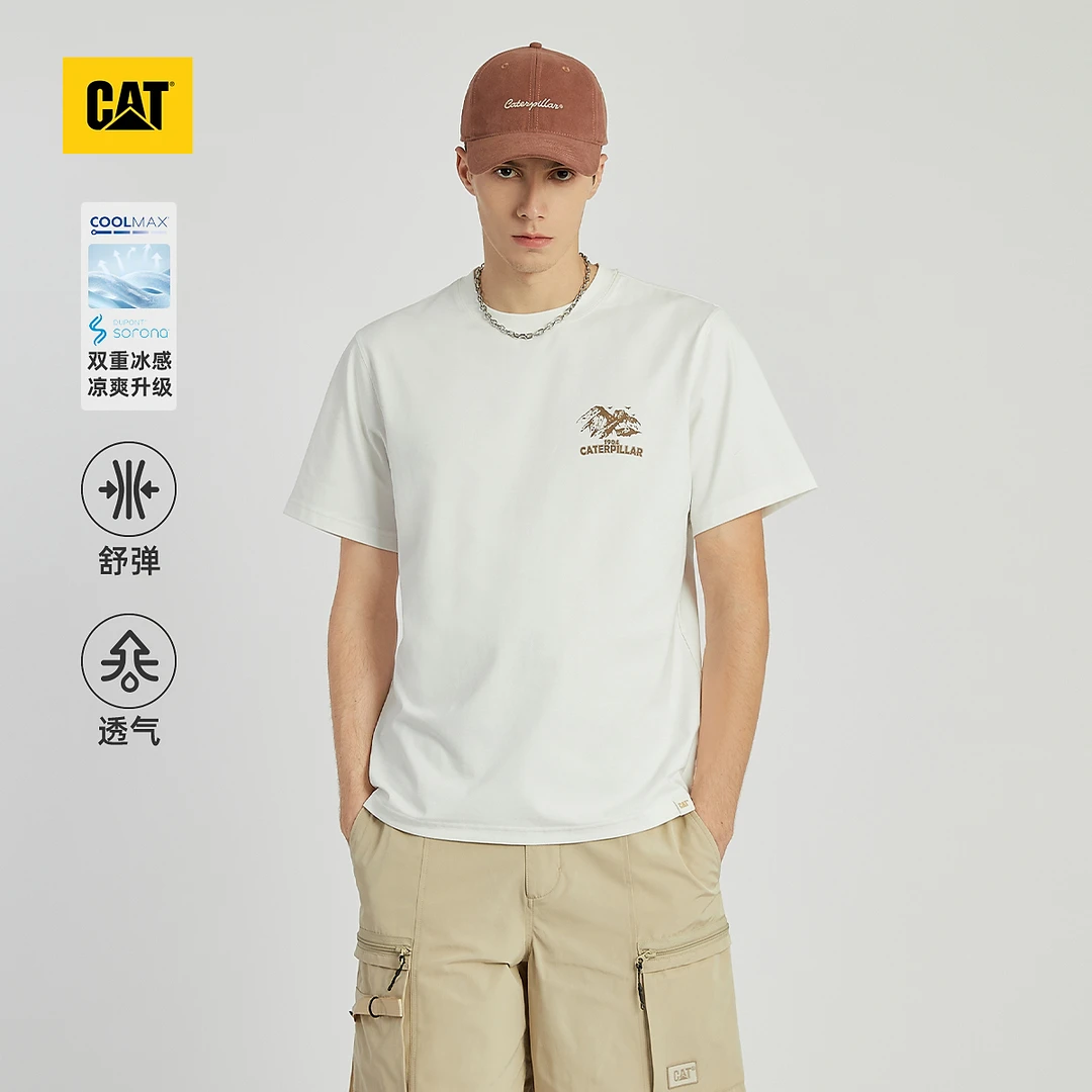 CAT卡特24男户外COOLMAX*SORONA凉感logo印花短袖T恤CN1TSU26031