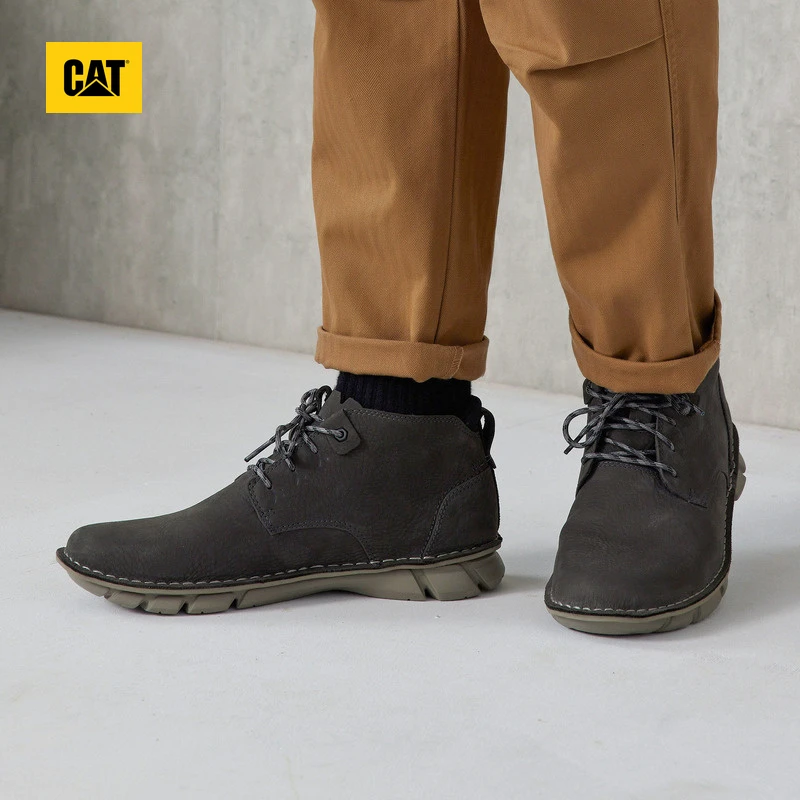 CAT【商场同款】休闲皮鞋工装靴男鞋 新款中帮系带舒适出行