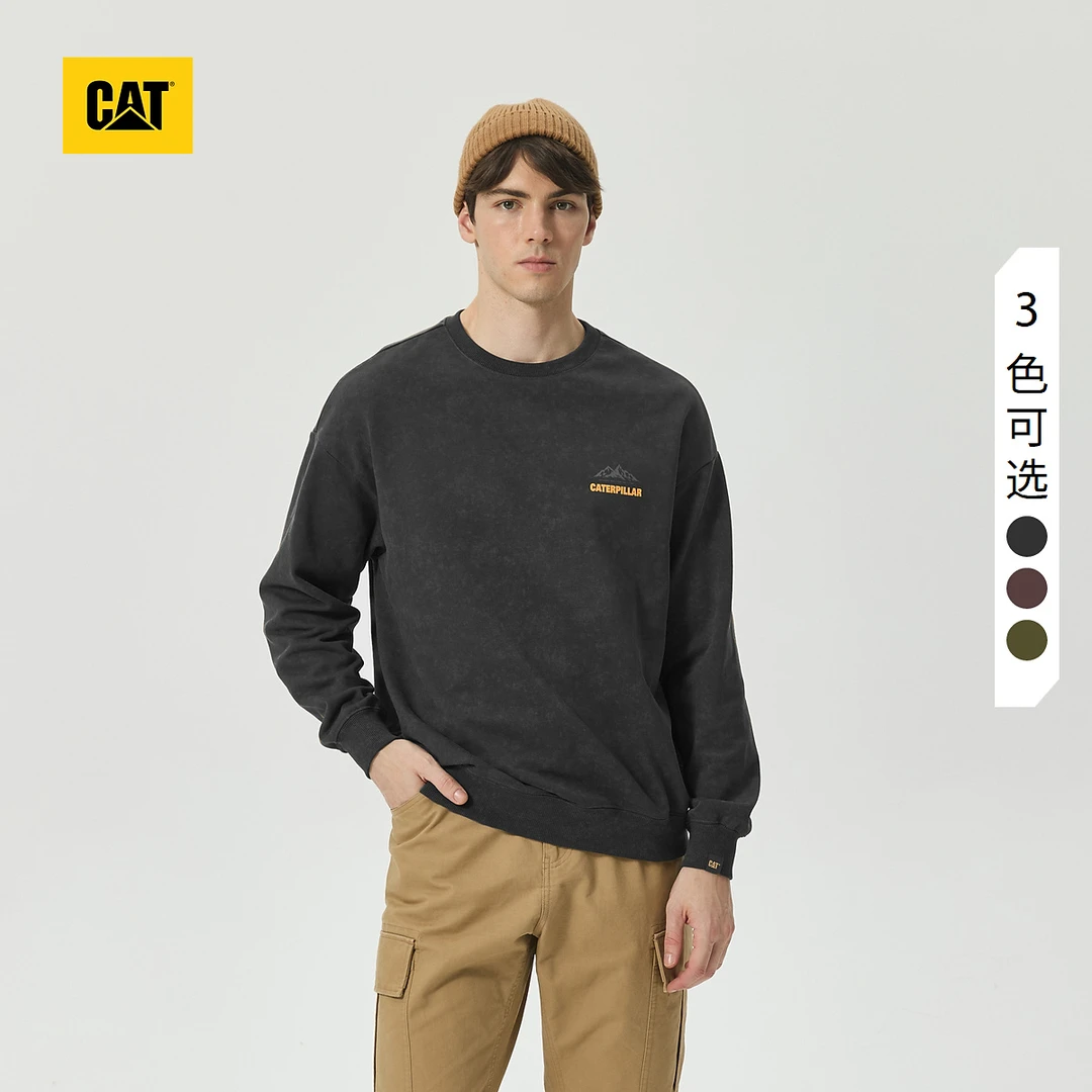 CAT卡特24秋新品男士户外休闲山系印花Logo套头百搭CN3SWU46011