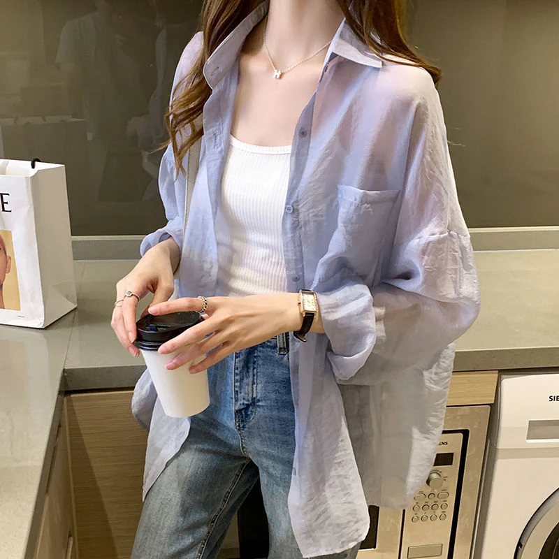 夏季新款透气薄款雪纺开衫2025年韩版宽松防晒衣女外穿衬衫ins潮