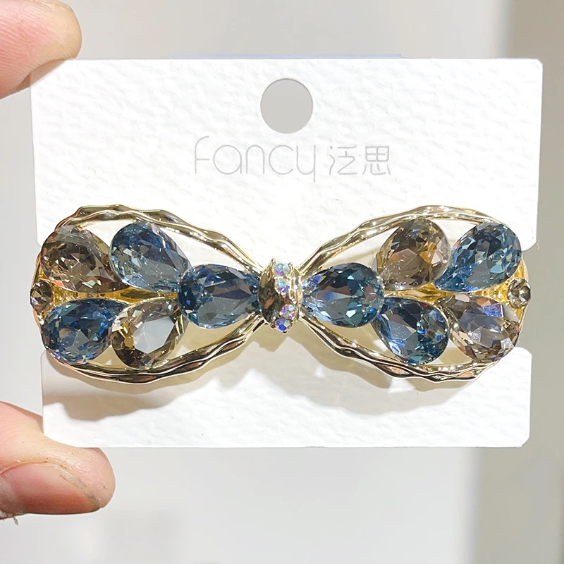 泛思6公分蝴蝶结钢夹弹簧夹马尾夹捷克钻妈妈款发饰—6104021533