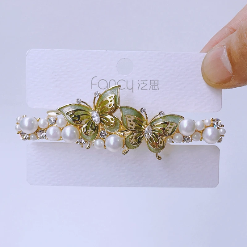 泛思双蝴蝶发夹头饰成人高级感顶夹半扎发后脑勺送妈妈优雅发卡