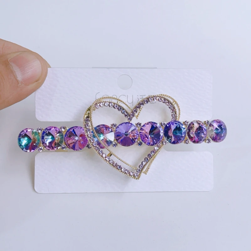 泛思高级感后脑勺一字夹弹簧夹水钻发卡优雅精致妈妈顶夹横夹子