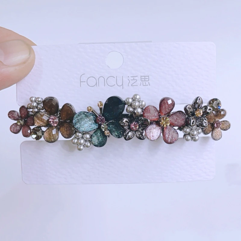 泛思五彩蝴蝶发夹女2024新款弹簧夹时尚一字夹后脑勺半扎发横夹