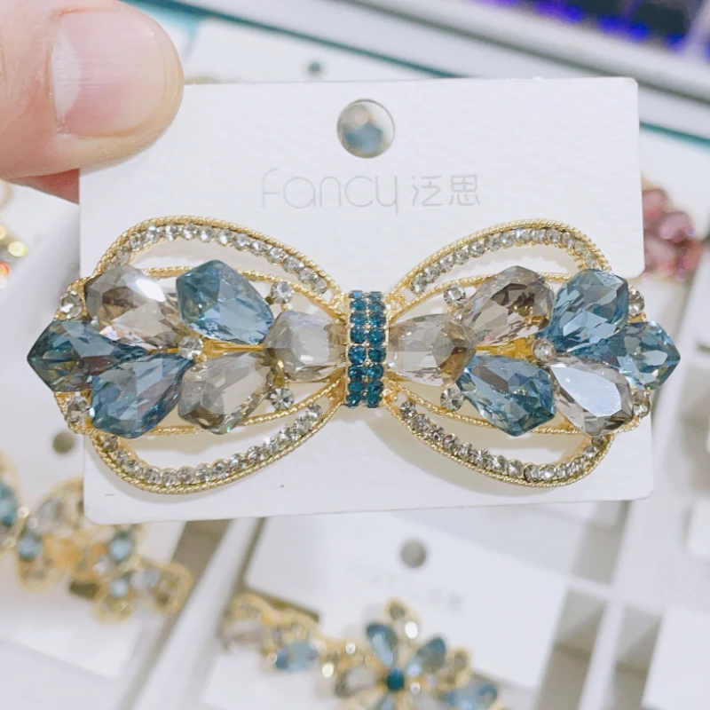 泛思奢华蝴蝶结发夹女高级感后脑勺半扎发卡气质顶夹弹簧夹发卡子