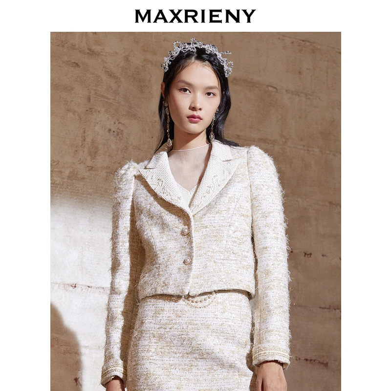 MAXRIENY珠片上衣2021秋季新款女士外套短款气质时尚