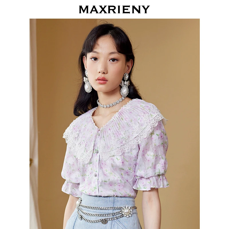 【商场同款】MAXRIENY2022雪纺衫上衣