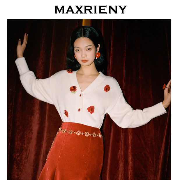 MAXRIENY2022时尚小香风气质长袖针织开衫外套