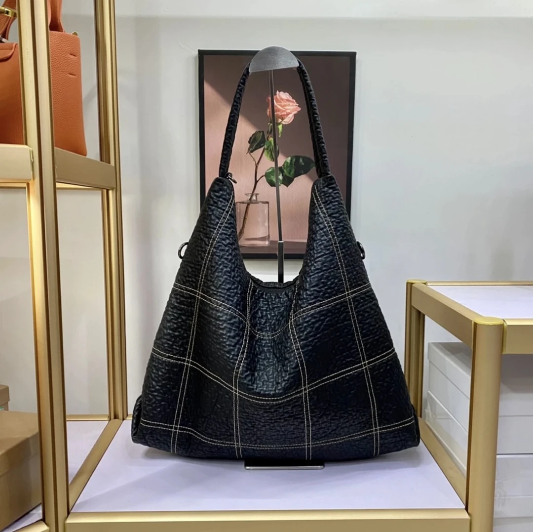 原创设计师款 单肩斜挎包大容量时尚个性大托特女包格子