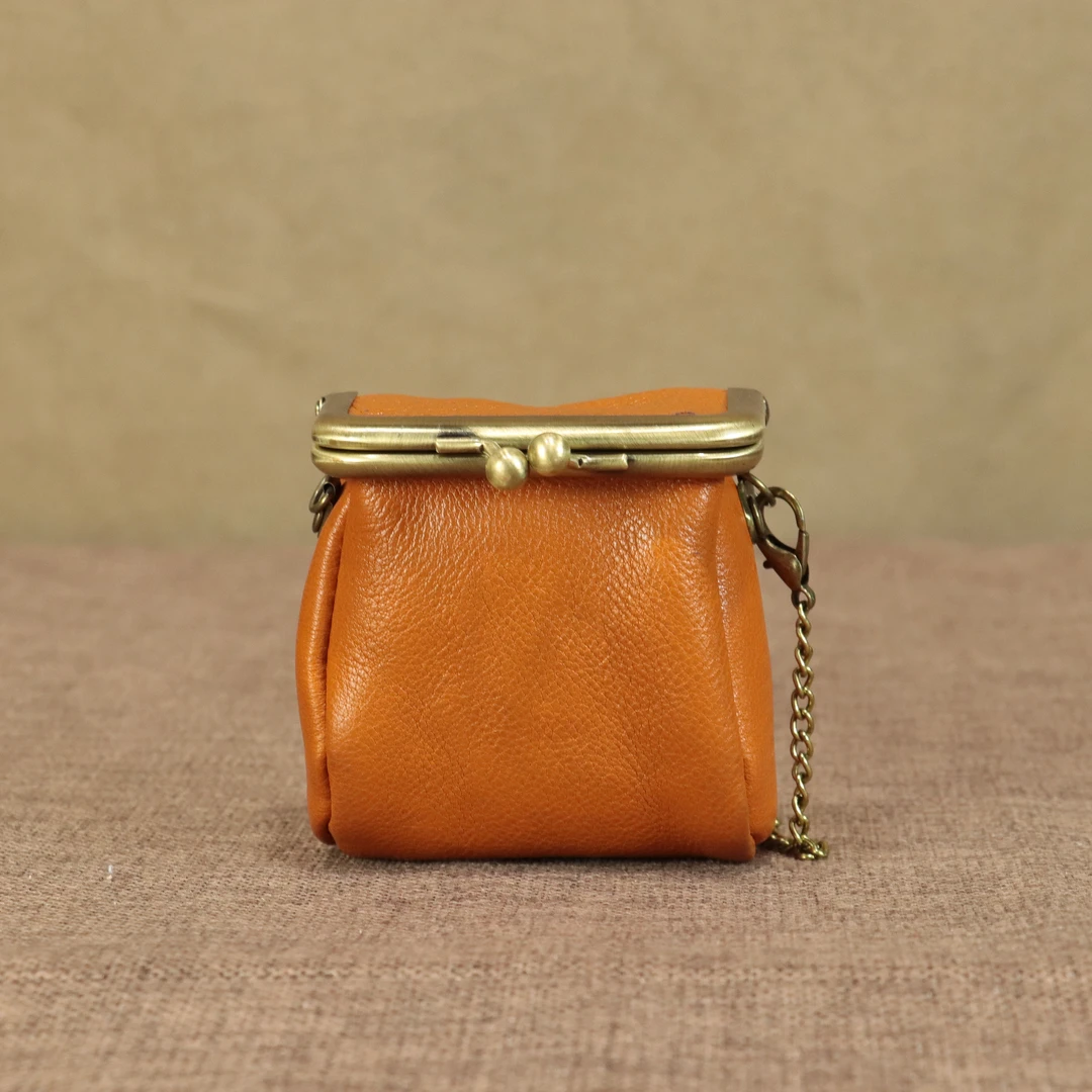 头层植鞣牛皮真皮女士小包包证件卡复古百搭简约迷你包口红零钱包