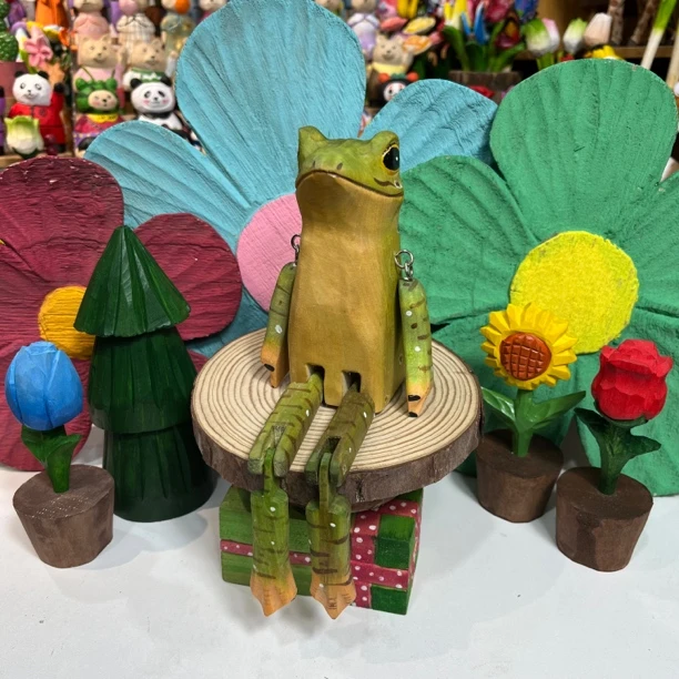 纯手工雕刻摆件 动物吊腿摆件 24厘米高