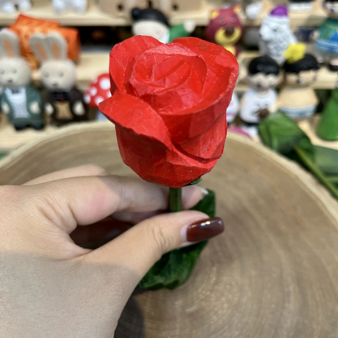 玫瑰花  纯手工小木雕 特色手工艺