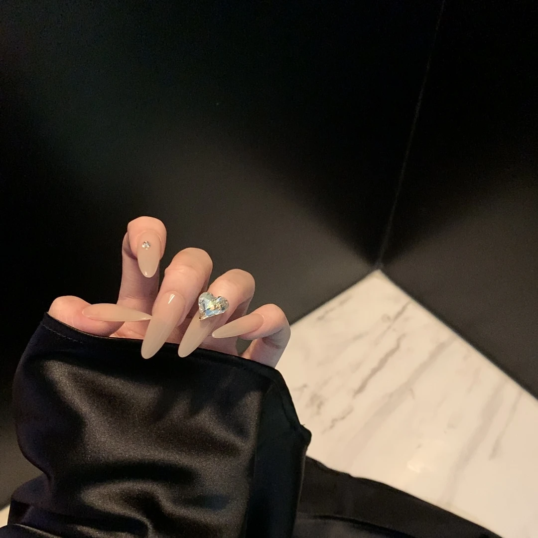 【Molin美甲】洁白月光 纯手工施华洛美甲穿戴甲中长款