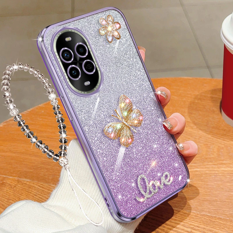 华为nova13pro手机壳女款闪粉彩蝶软胶防摔保护套镜头全包边奢华