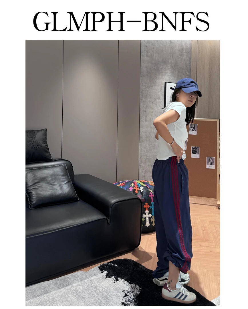 GLMPH-BNFS【夏天必备】三条杠直筒工装裤百搭阔腿休闲长裤-465