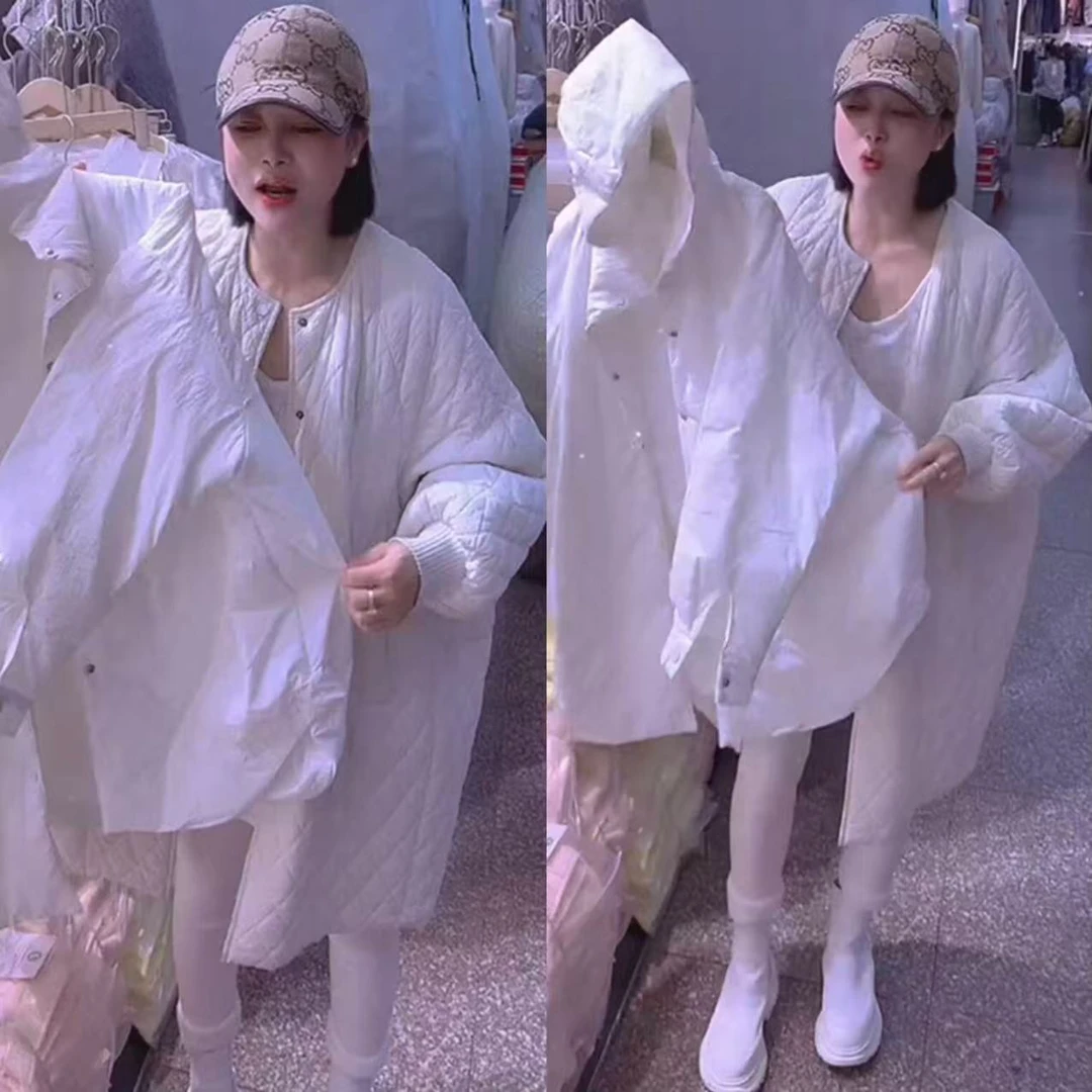 欧洲站2024冬季新款设计宽松时髦洋气法式简约休闲风长袖棉服女潮