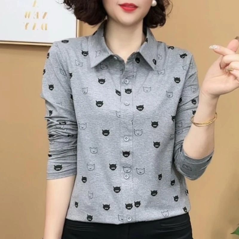 爆款高档妈妈装减龄长袖衬衫秋季新款时尚中年女休闲百搭外穿衬衣