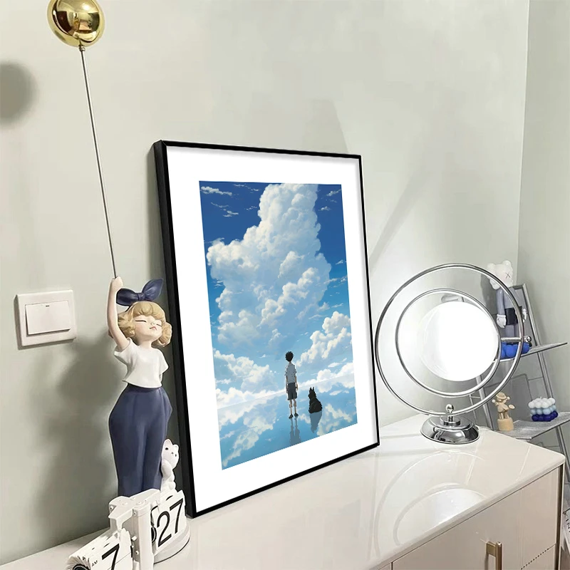 新海诚画风《天气之子》同人MJ创作漫画风卧室客厅质感装饰画适合