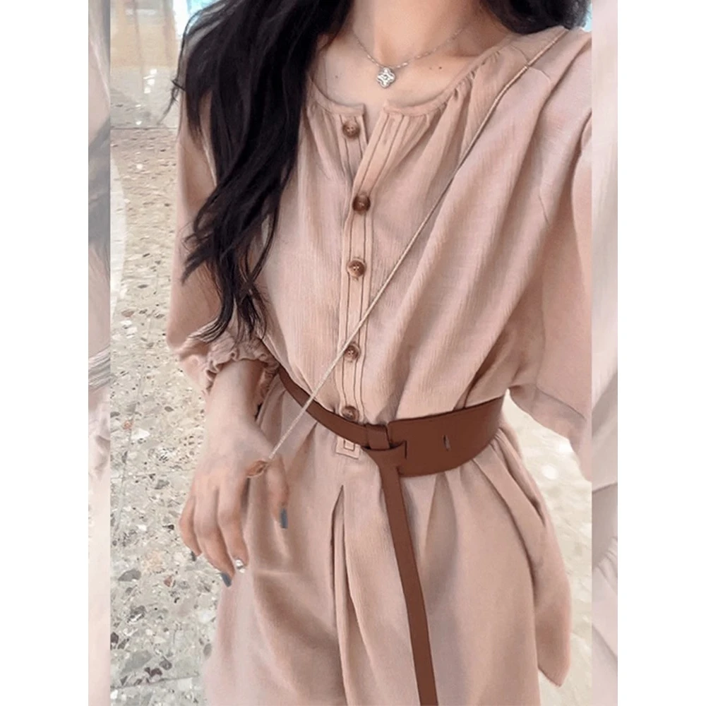 【济州晚风】法式设计高级感连衣裙女夏别致独特气质收腰度假风裙子