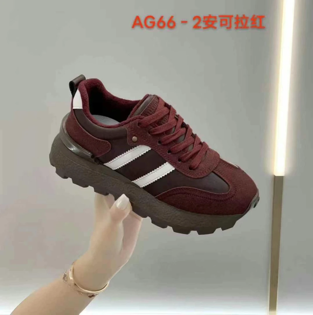 【花花专属】AG66-2爆款阿甘鞋女款2024秋季厚底磨砂皮休闲德训鞋潮