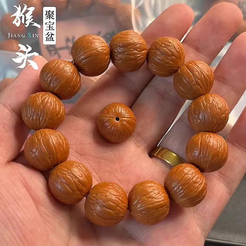 无修猴头手串京八棱土豪凤羽小核桃文玩男士单圈盘玩佛珠手串