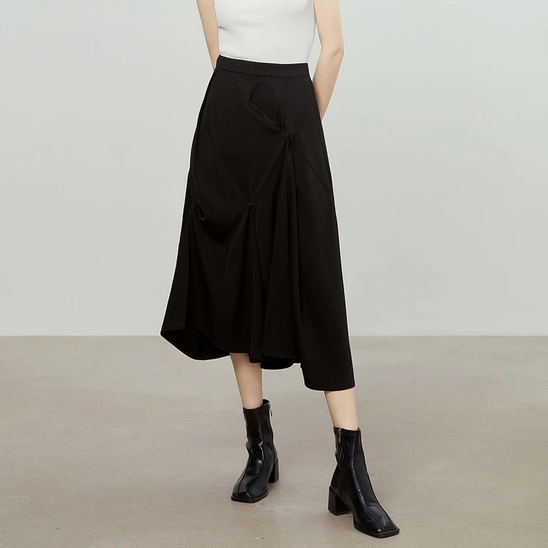 THESEALIFE气质高腰时尚不规则中长款大摆A字显瘦半身裙2036