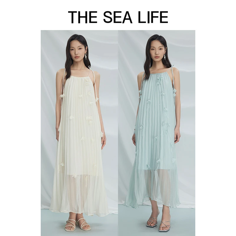 THESEALIFE欧海一生 提花连衣裙女24夏季吊带裙别致宽松17079-1