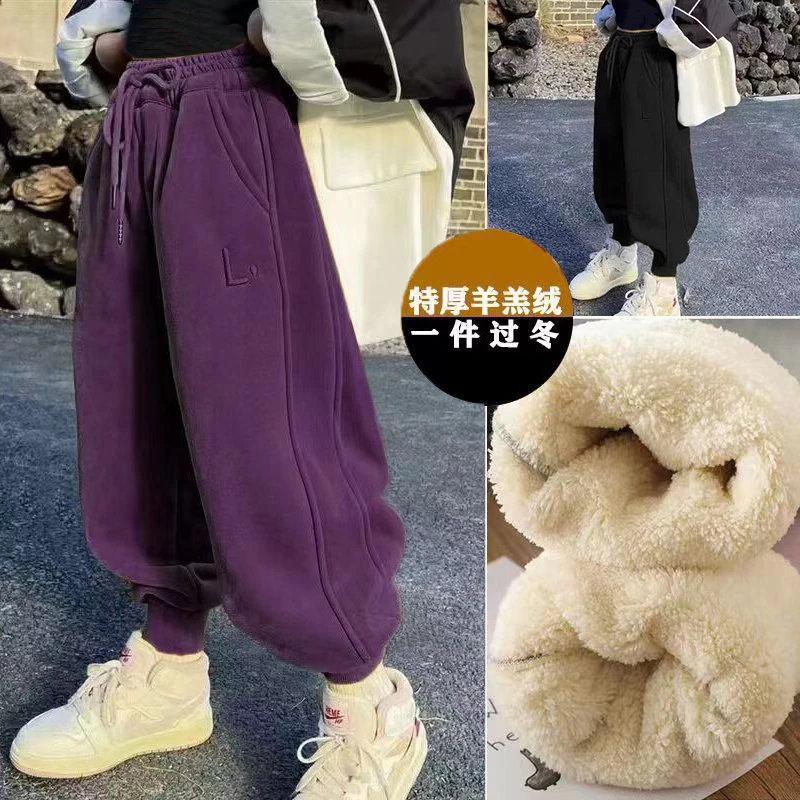 2023秋冬季新款儿童加绒裤子百搭男女童中大童时尚洋气大童加绒裤