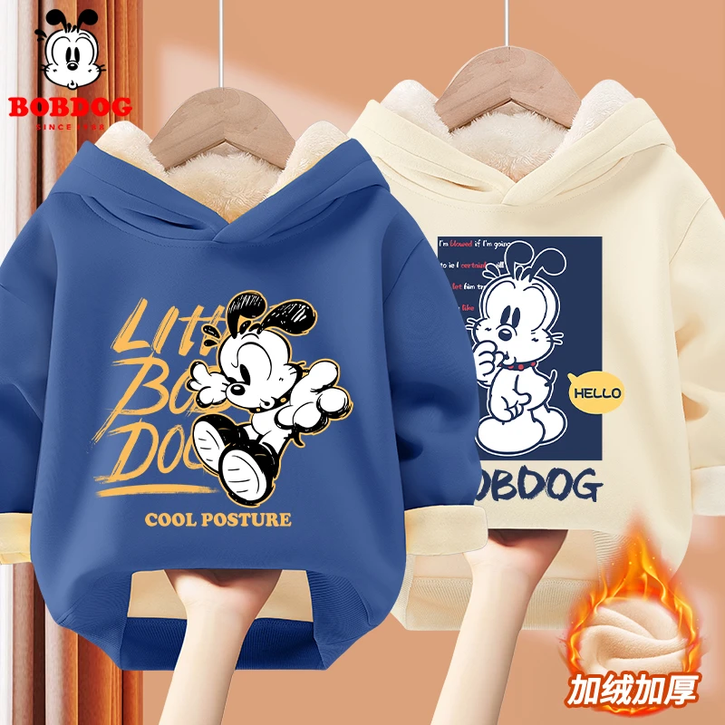 巴布豆男童连帽卫衣加绒加厚儿童上衣6-12岁中大童潮款冬季衣服爆