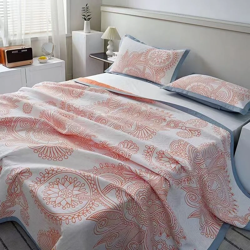 2.2x2.4纱布软印花三层加厚凉席凉感毯子盖毯夏被夏凉被空调被