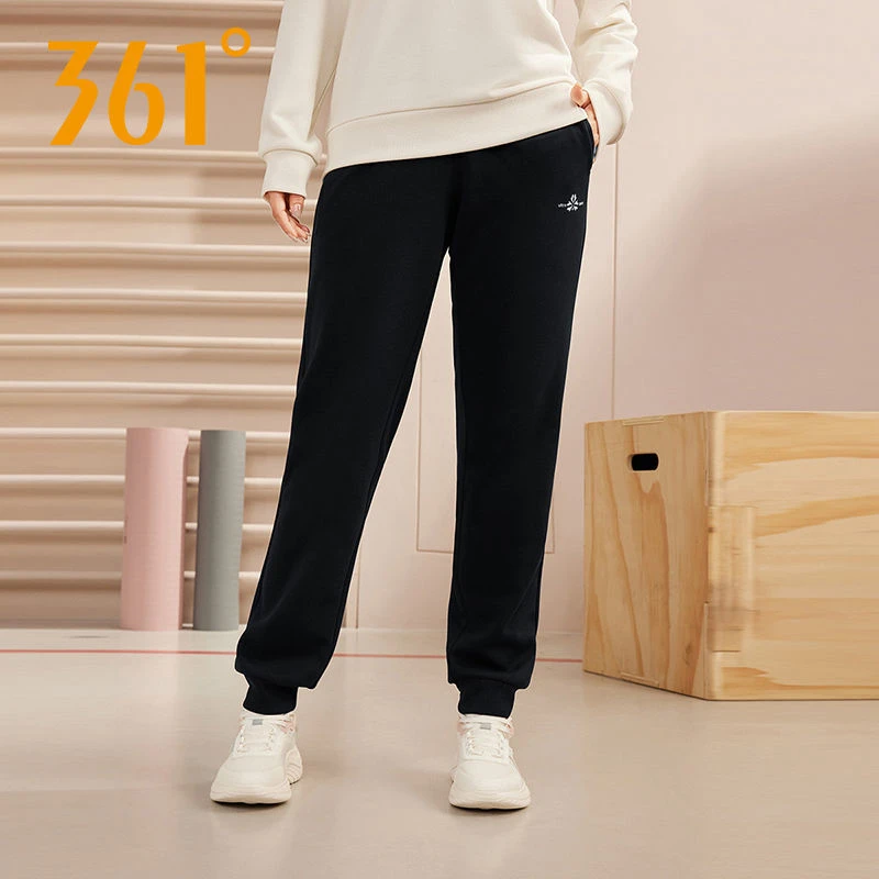 361°品牌官方女款秋季新款针织长裤宽松舒适棉质束脚裤保暖休闲裤