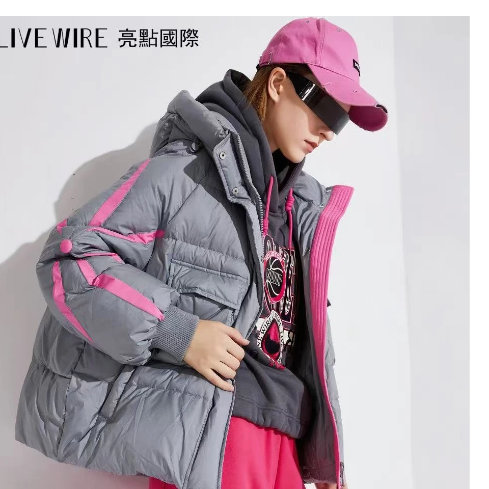 亮点短款羽绒服冬季加厚保暖连帽时尚休闲外套