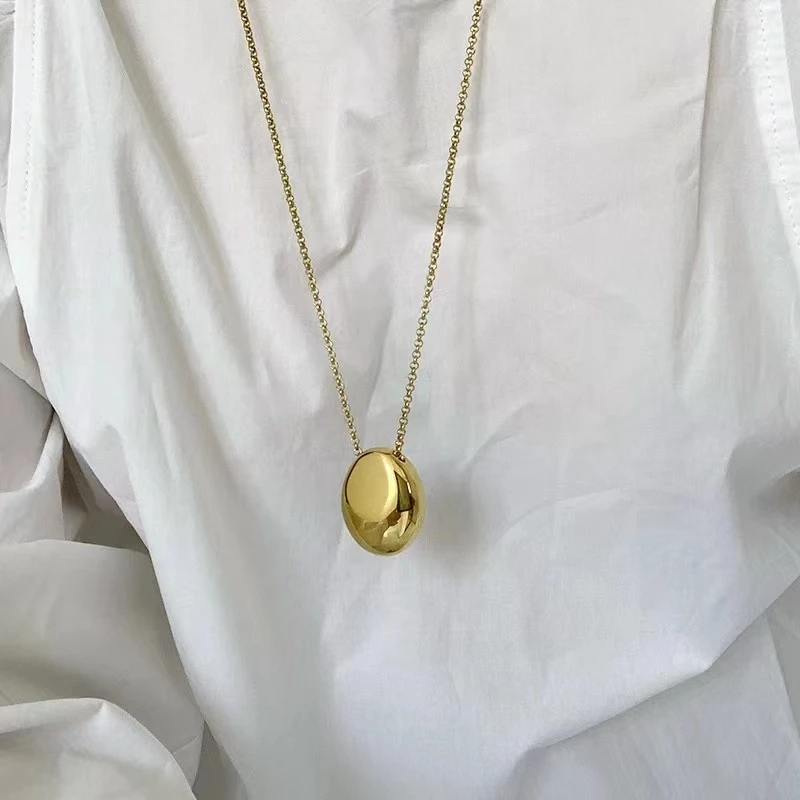 钛钢项链 【Kiss娜】钛钢2077时尚椭圆几何极简毛衣链