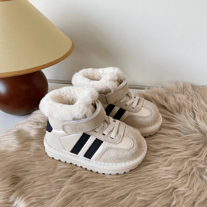 ABC 儿童雪地靴男童皮毛一体冬鞋加厚加绒小童宝宝棉鞋女童面包鞋