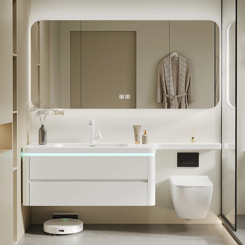 现代浴室柜可丽耐组合一体盆马桶延长定制实木洗漱镜柜洗手洗脸盆