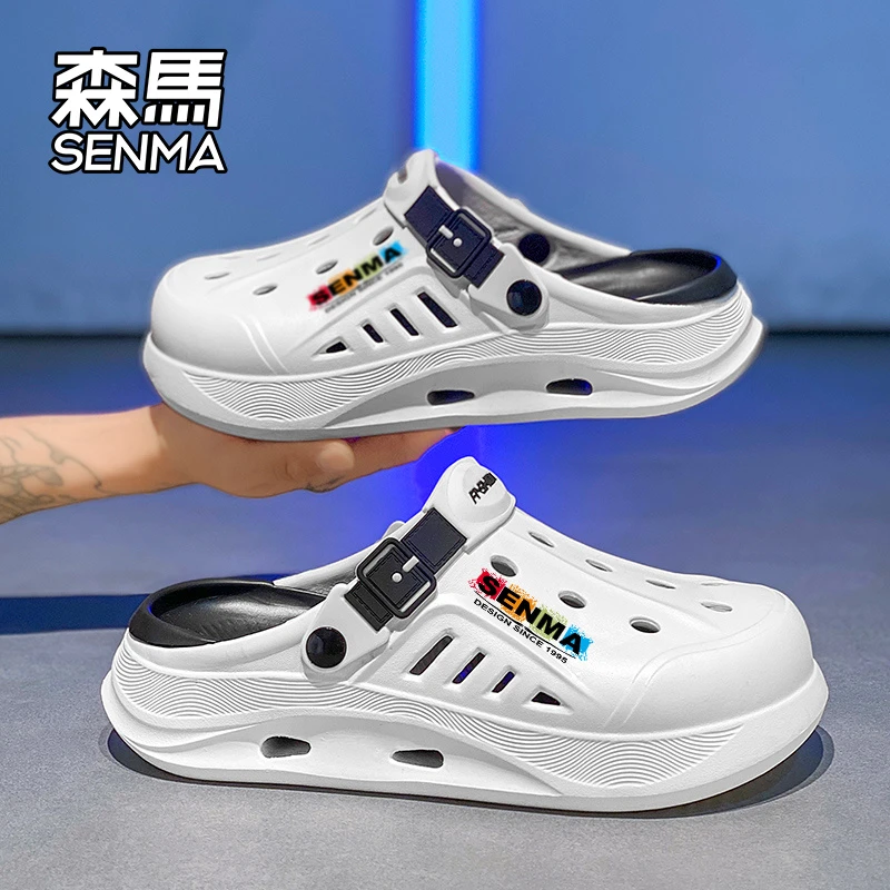 森马洞洞鞋男士夏季新款外穿防滑厚底包头拖休闲运动两穿沙滩凉鞋