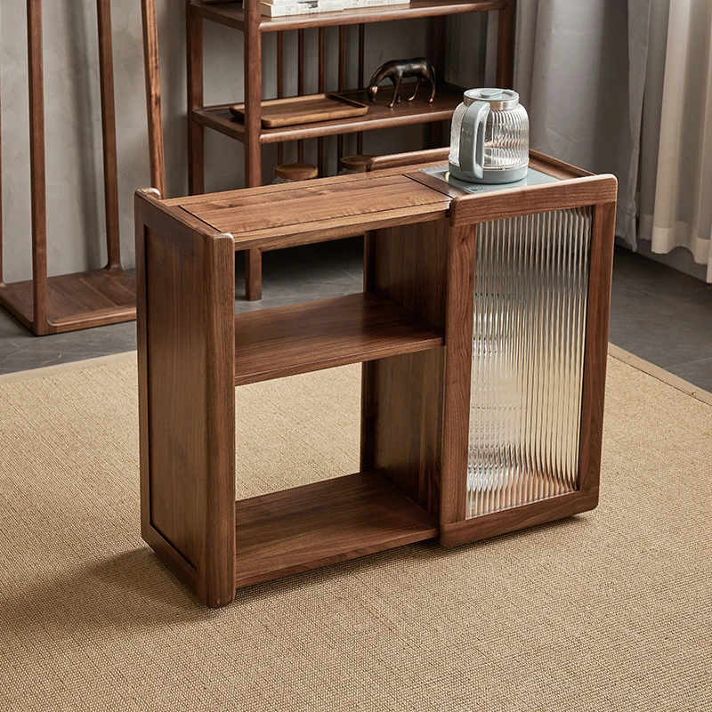 苏作集北美黑胡桃木移动茶台茶水柜阳台泡茶桌边柜简约家用新中式