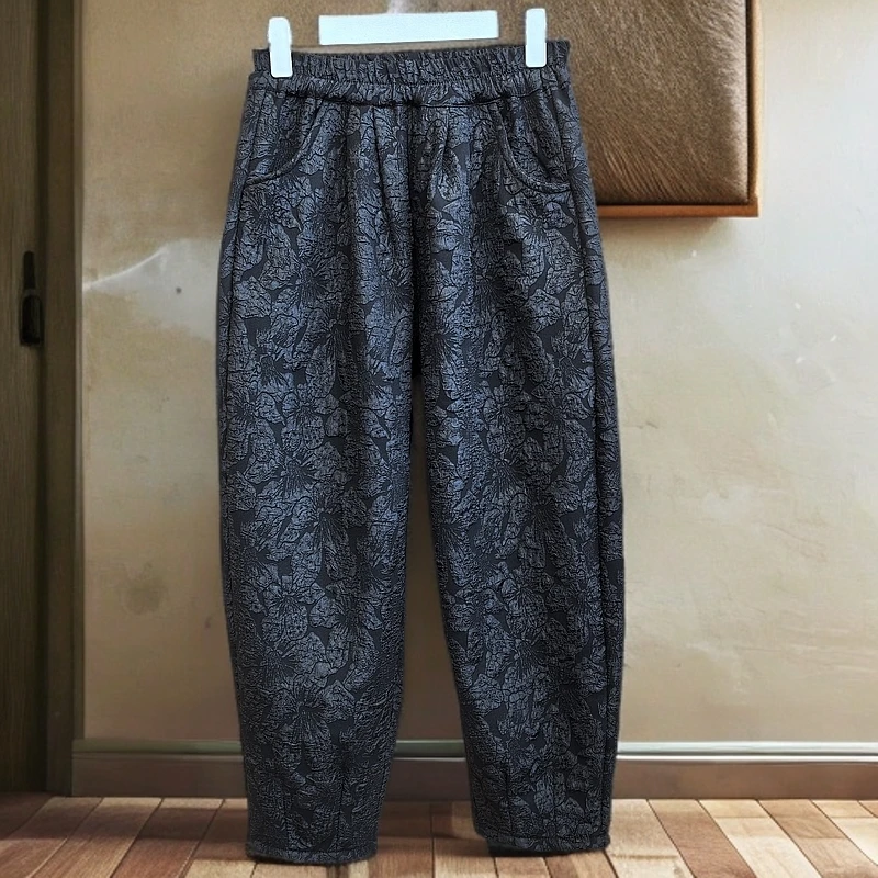 6003【芸华】大花满织花丝绒长裤