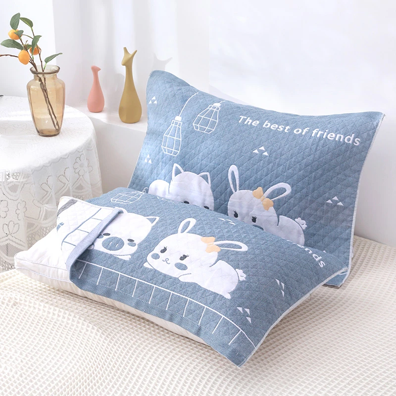 纯棉枕巾一对装加厚柔软全棉纱布情侣枕头巾成人加大透气防滑单人