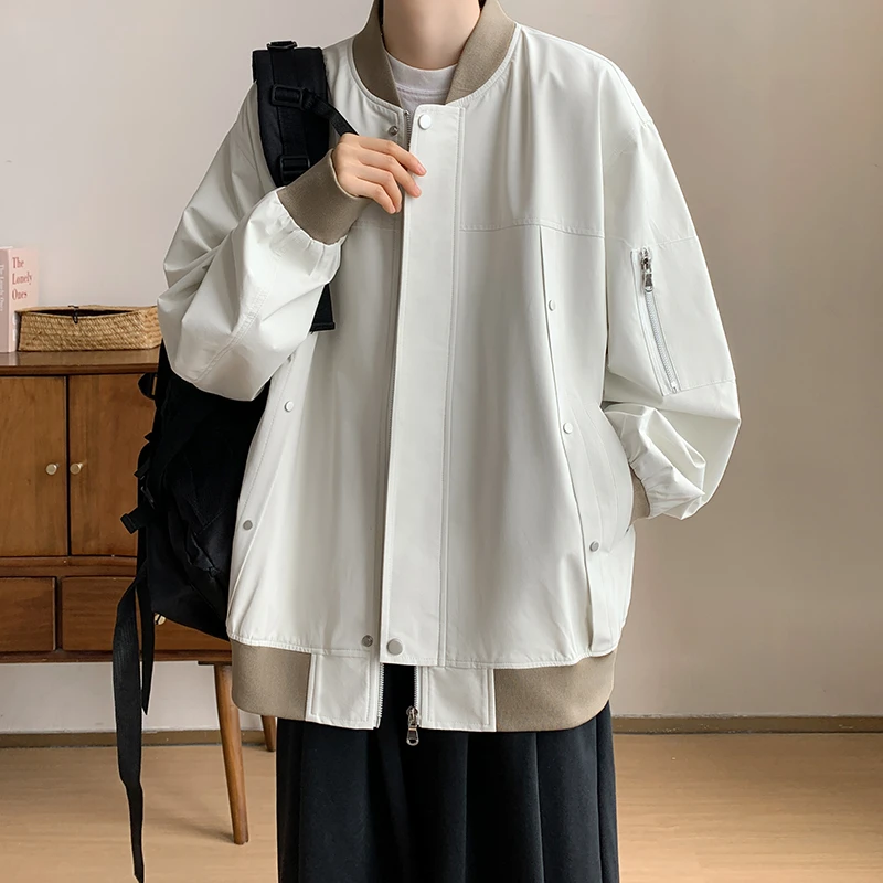 美式棒球服夹克男秋季2024新款青少年解构设计感高街宽松休闲外套