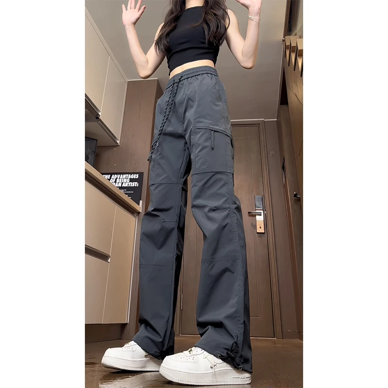 美式机能软壳冲锋裤男款秋季防水直筒裤深灰色休闲户外登山工装裤