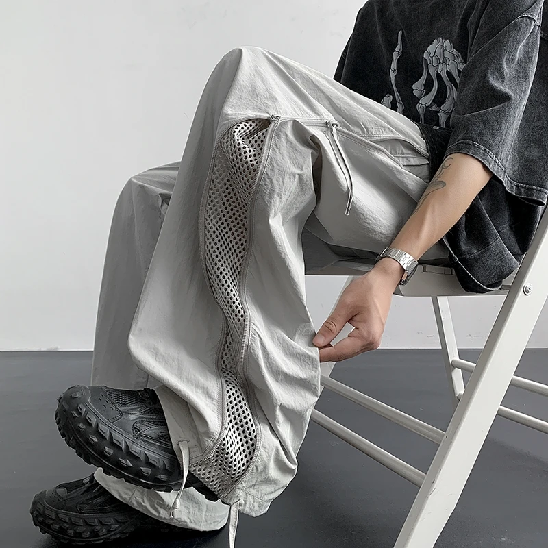 美式vibe机能伞兵冲锋裤男夏季薄款潮牌冰丝速干宽松阔腿工装裤子