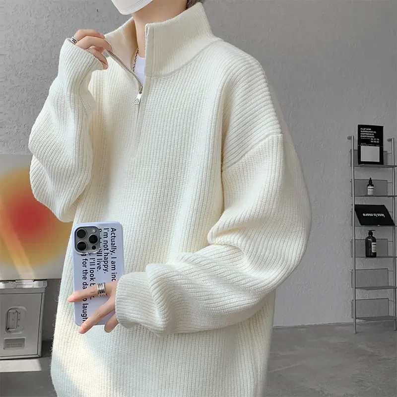 cleanfit秋冬半拉链毛衣男半高领休闲潮牌日系港风百搭学生针织衫