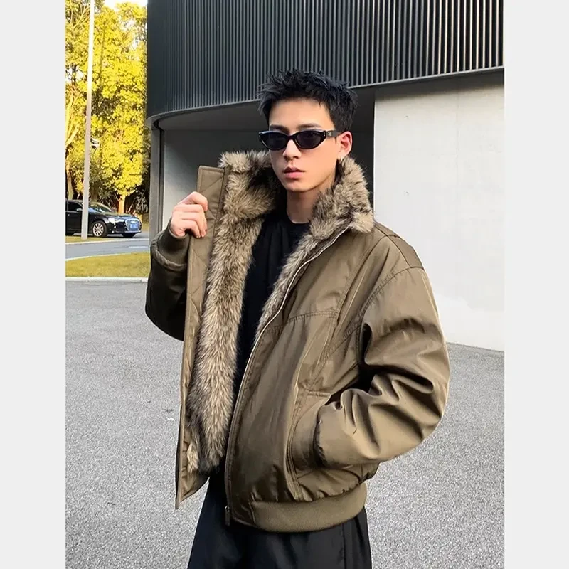 解构座山雕夹棉派克服棉衣外套男冬季美式潮牌痞帅加厚棉服棉袄子